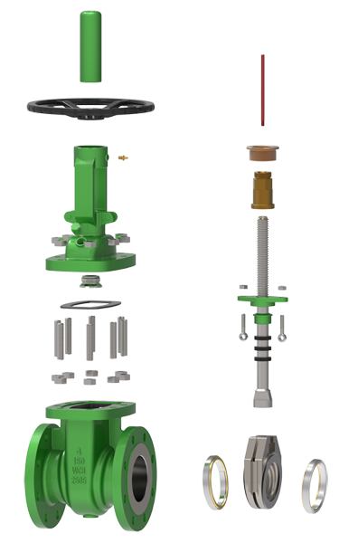 Exploded View of the Components of a Gate Valve