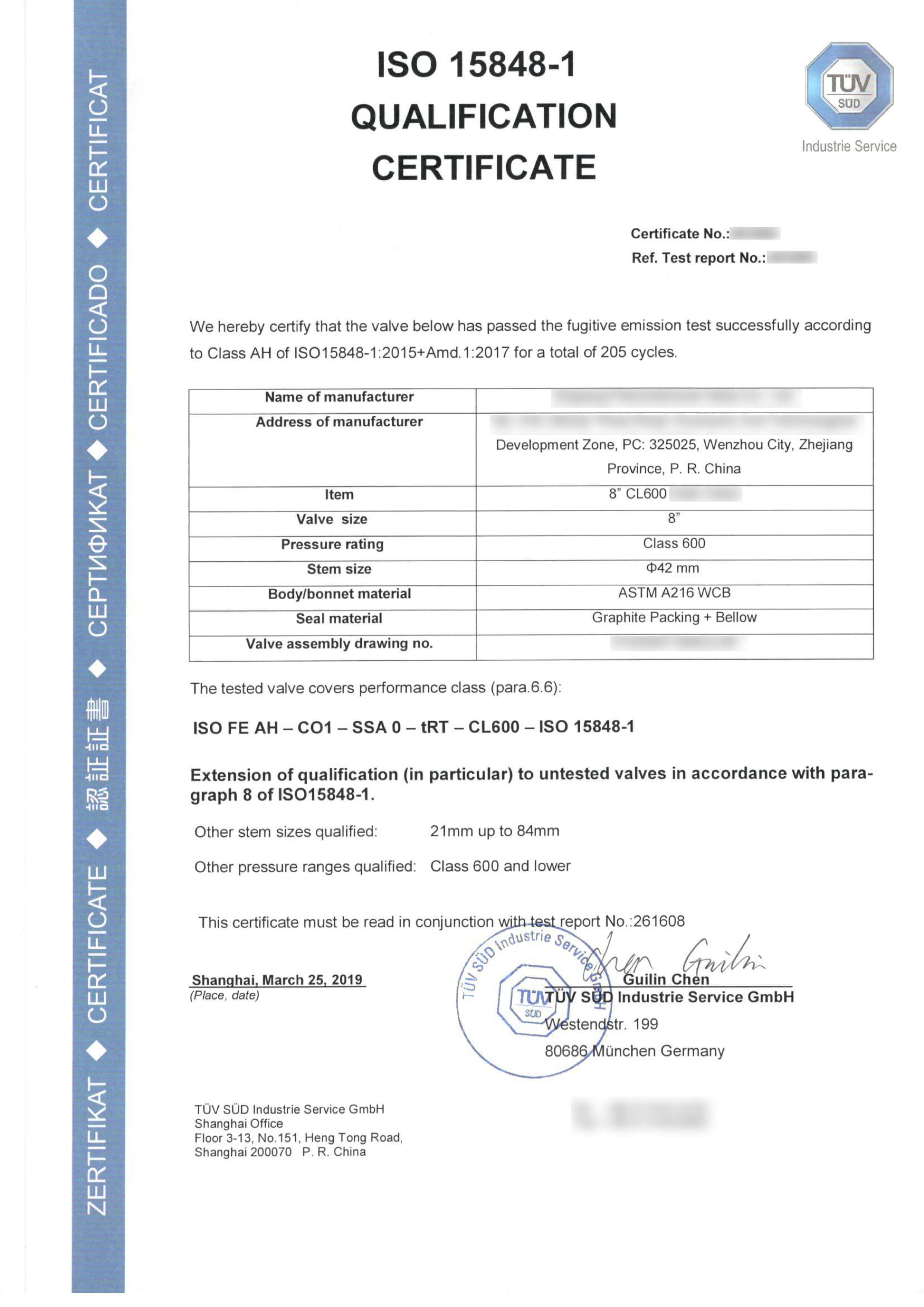 Certifikáty pro nízké emise – třída 15848-1-A